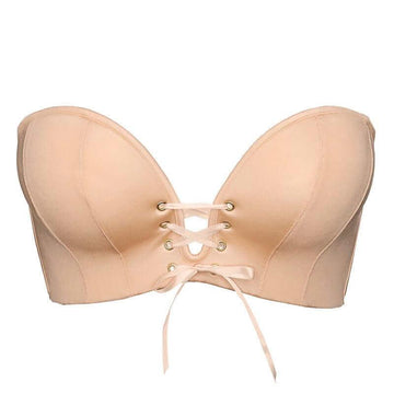 Add Two Cup Beige Strapless Push Up Bra Fallsweet