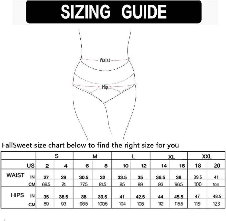 FallSweet Women No Show High Waist Underwear size chart