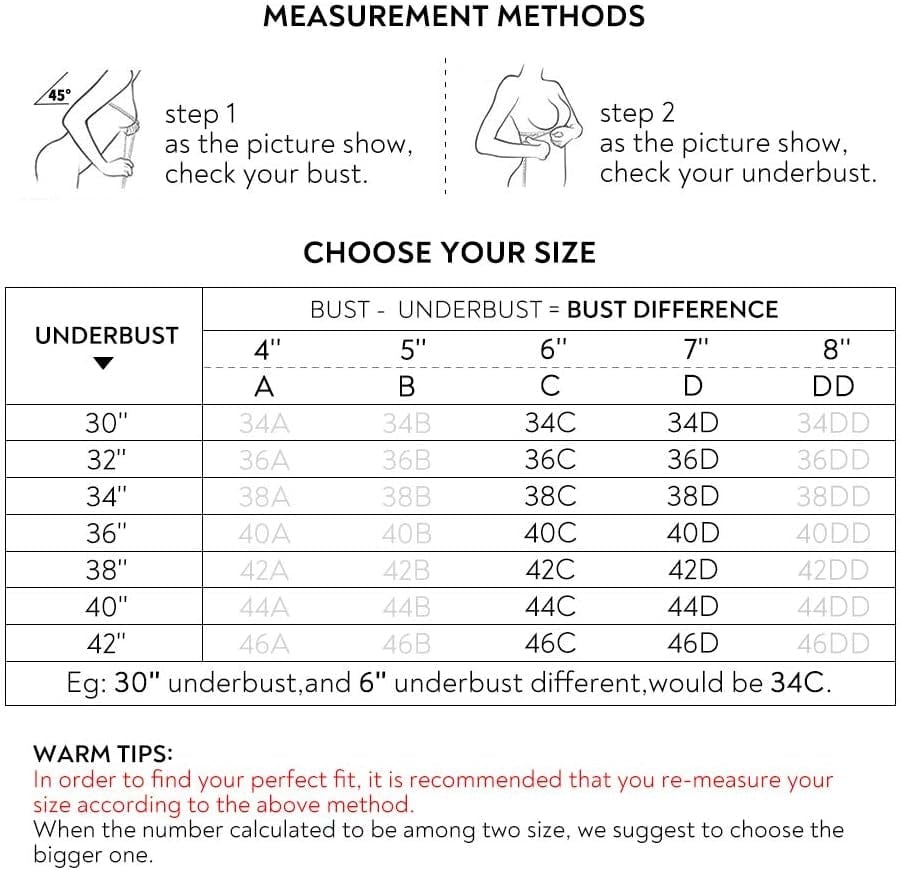 FallSweet bust size measurement methods