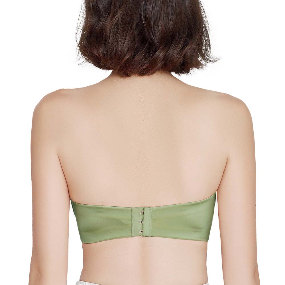 back of FallSweet "Add Two Cups" Green Strapless Push Up Bandeau Bra