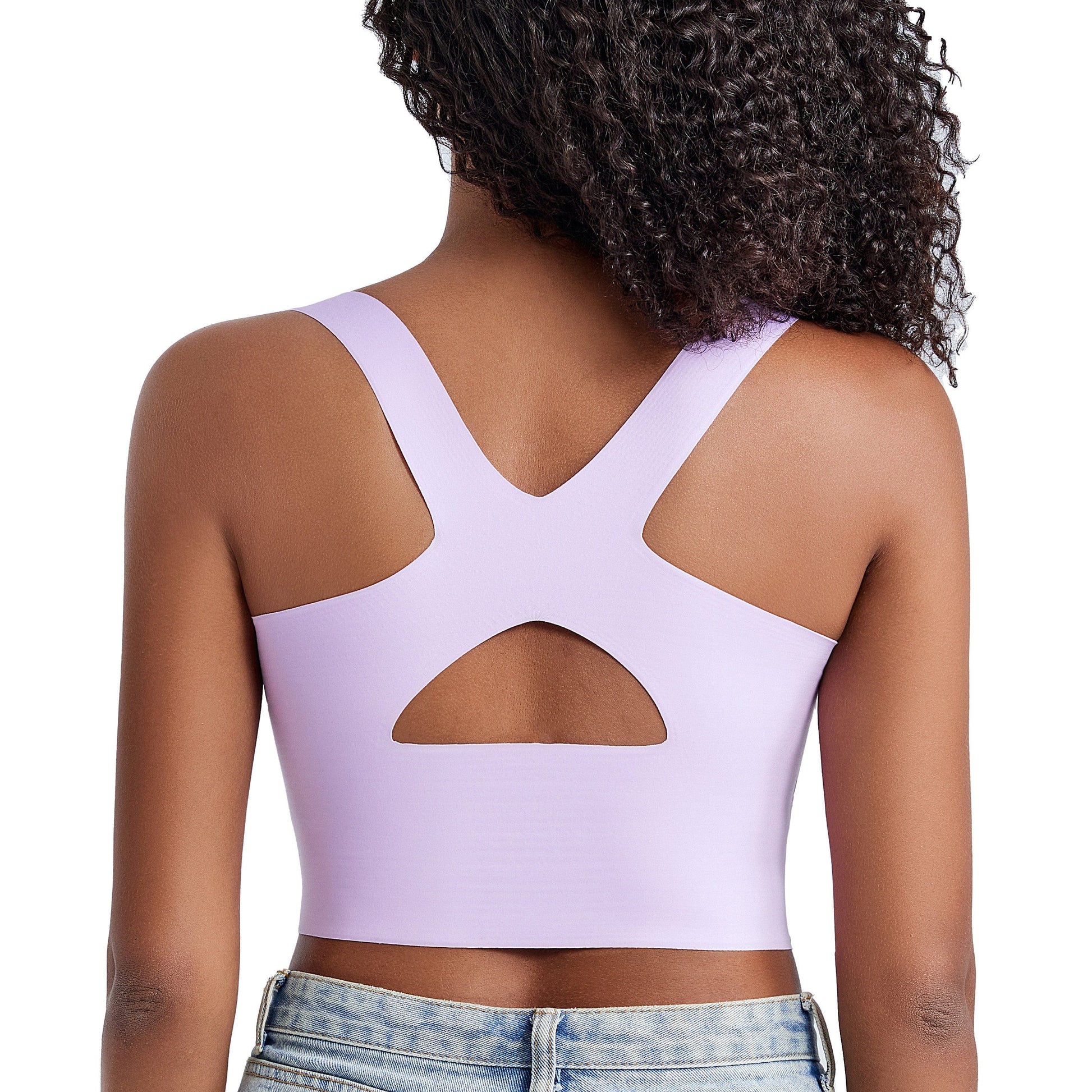 back of FallSweet Purple Sports Bras for women Wirefree Posture Bralette