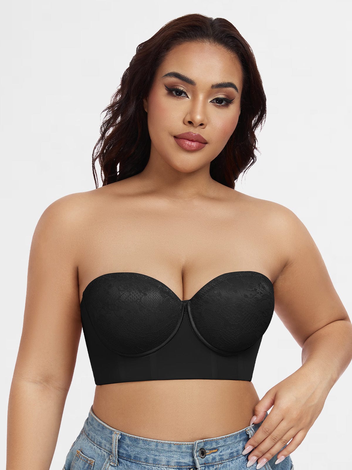 FallSweet Black / 36 / D Multiway Strapless Longline Bustier Bra