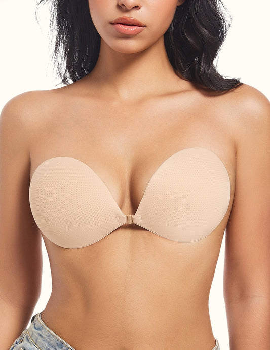 FallSweet bra beige / A "Invisible Bra" Adhesive Bra Backless Strapless Sticky No Show Reusable
