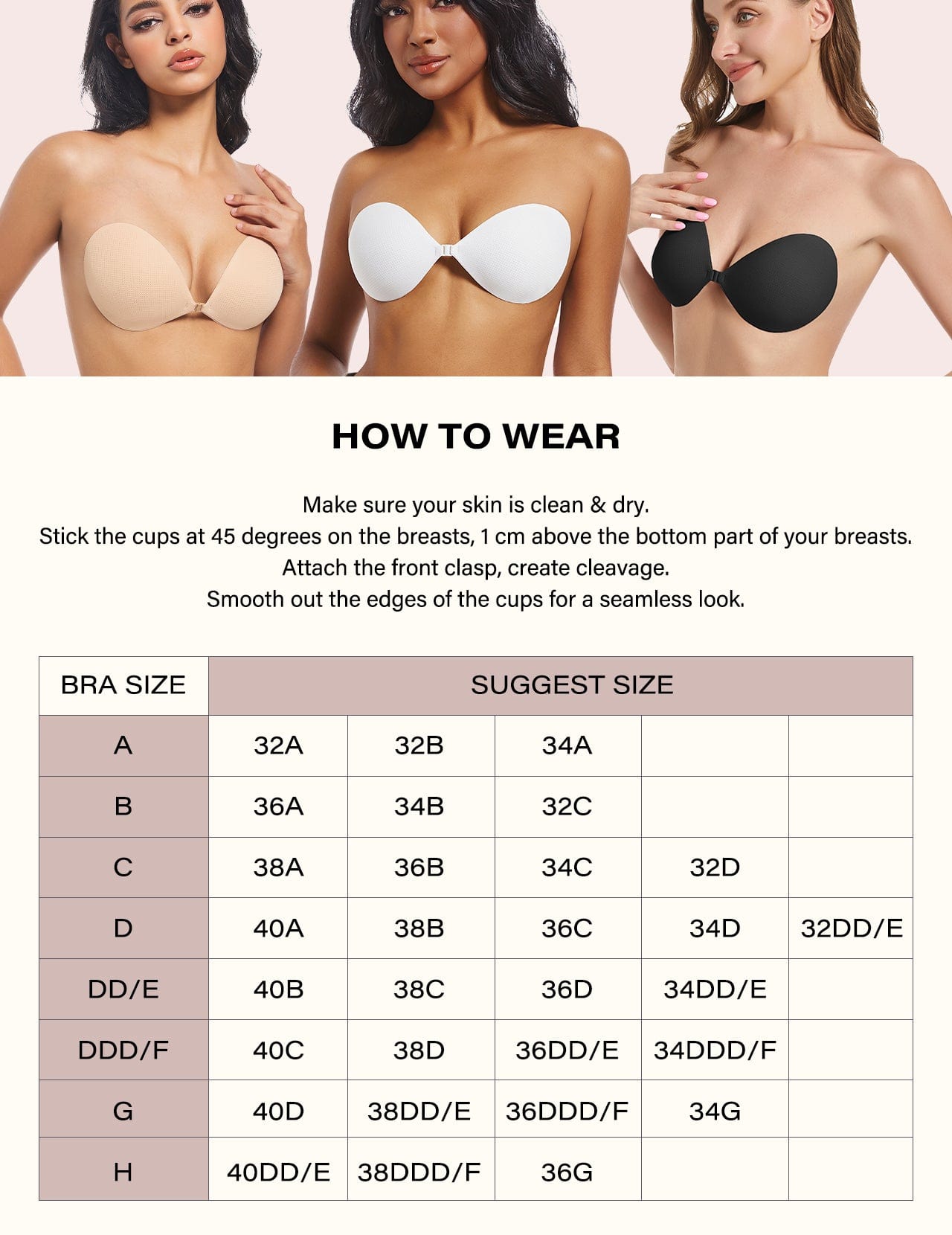 Reggiseno Adesivo Invisibile Vicetone In Silicone – Push-up, Riutilizzabile, Per Abiti Scollati E Backless (Nudo, Taglie A-F)