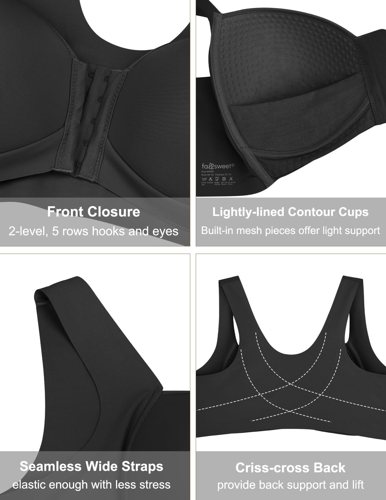 FallSweet bra “No Wire Posture Bras" Front Closure Back Support Comfortable Bra Hide Back Fat