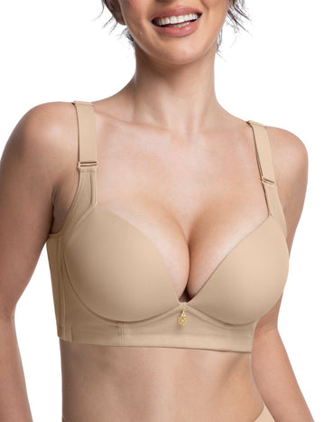 FallSweet Bra Push up Bras FallSweet Wireless Add 2 Cups Padded Plunge Bras Back Smoothing Push Up Brasieres