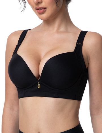 FallSweet Bra Push up Bras FallSweet Wireless Add 2 Cups Padded Plunge Bras Back Smoothing Push Up Brasieres