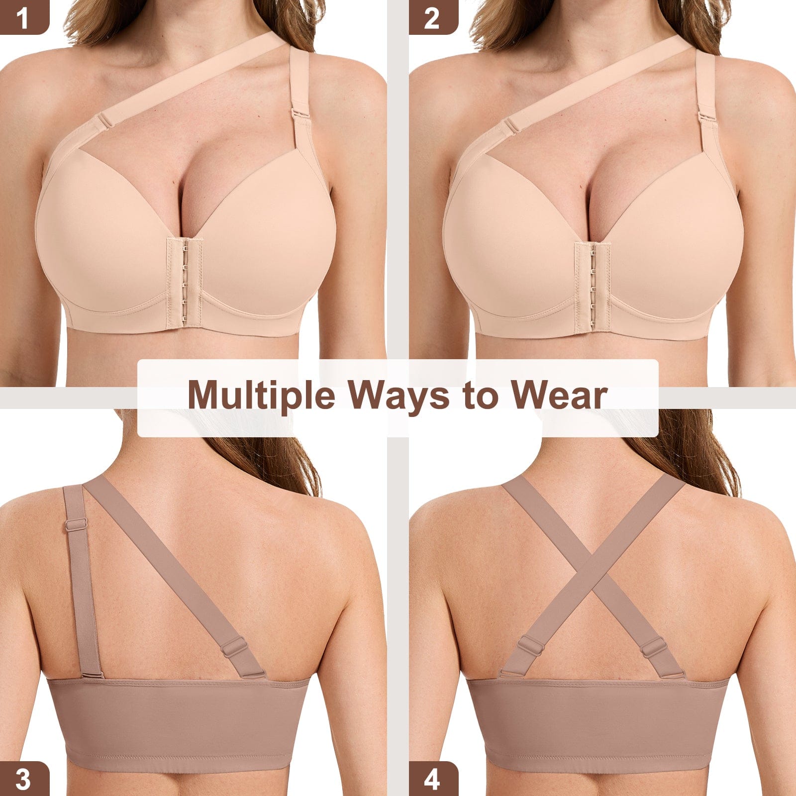 FallSweet Bra Wireless Bras Front Closure Wireless Bras for Women Hide Back Fat Smooth T Shirt Bra
