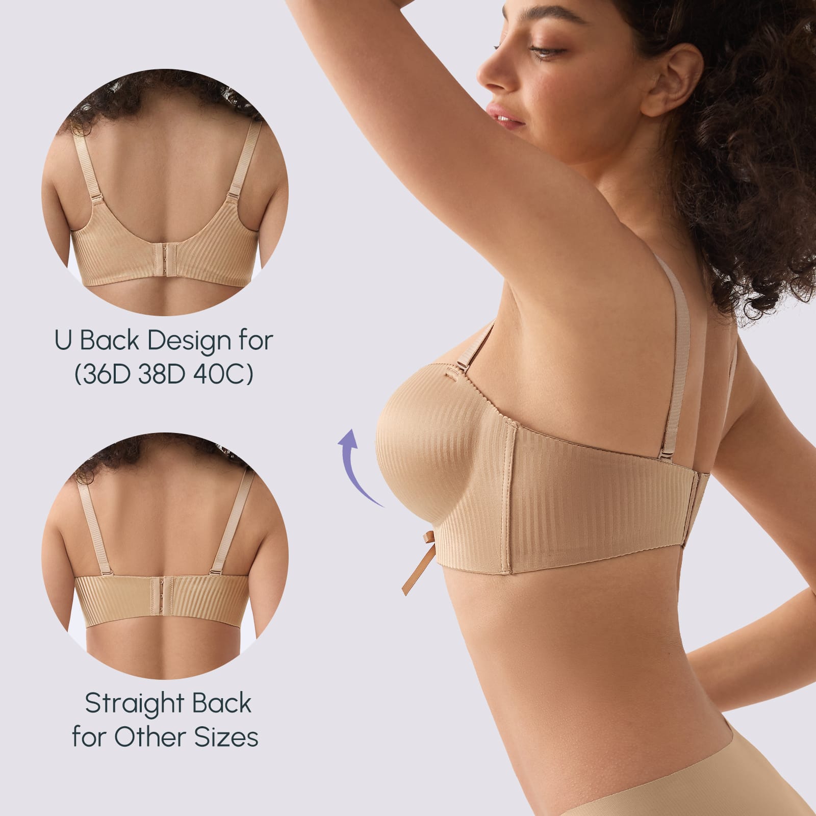 FallSweet FallSweet Add Two Cups Wireless Bras Brassiere for Women Push Up Padded Comfort Womenswear(676)
