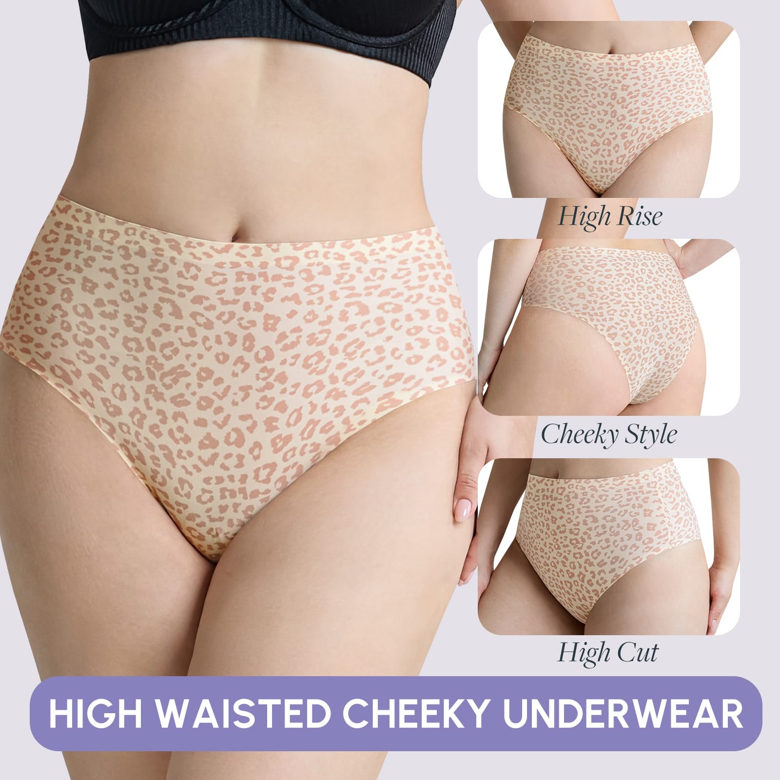 FallSweet FallSweet No Show Cheeky Underwear Seamless High Waisted Bikini Panties
