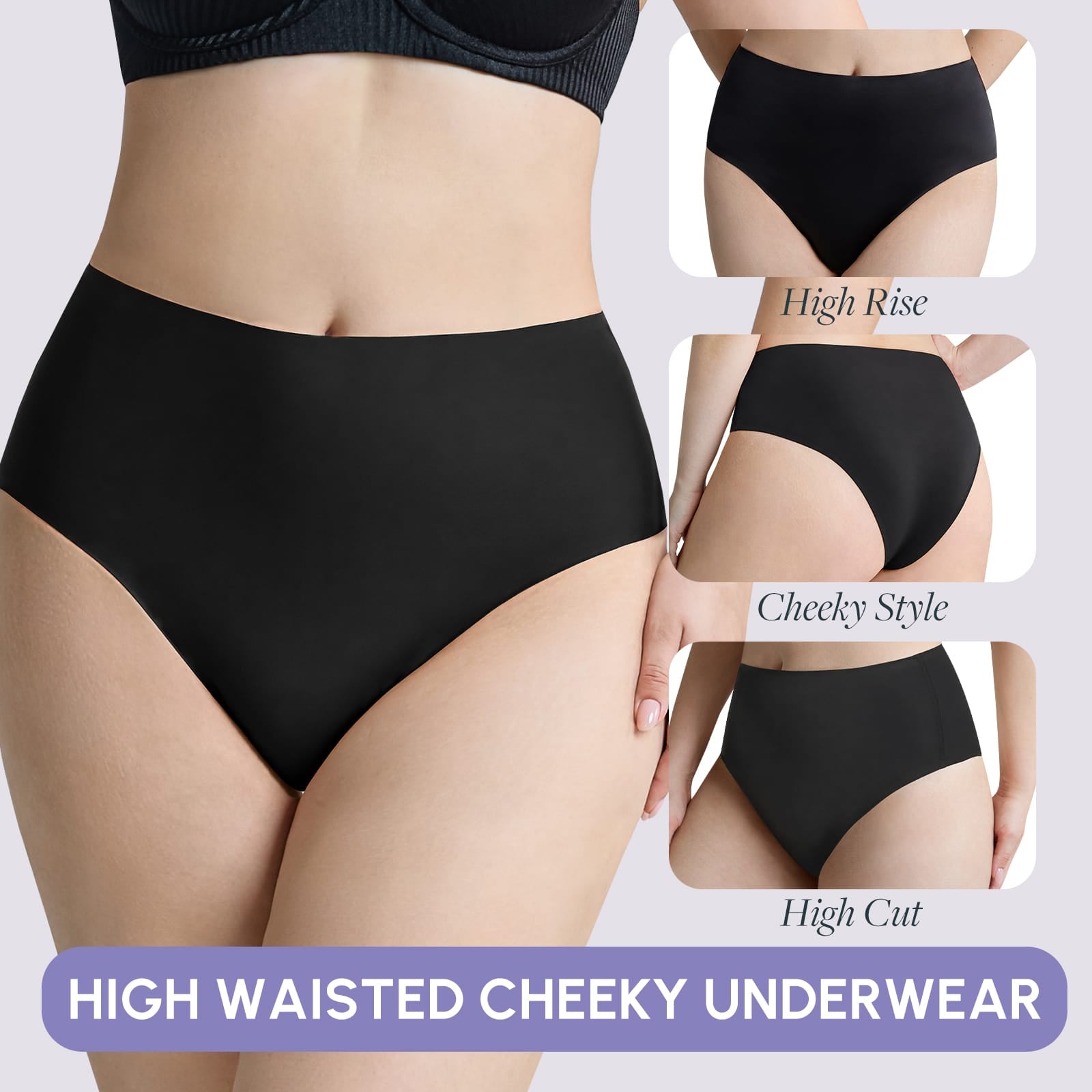 FallSweet FallSweet No Show Cheeky Underwear Seamless High Waisted Bikini Panties