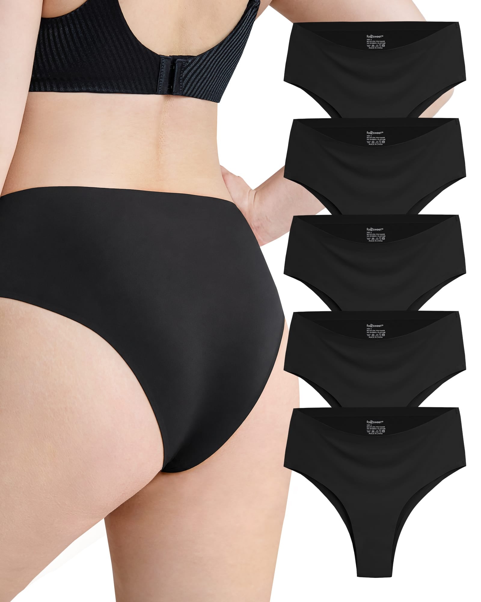 FallSweet FallSweet No Show Cheeky Underwear Seamless High Waisted Bikini Panties