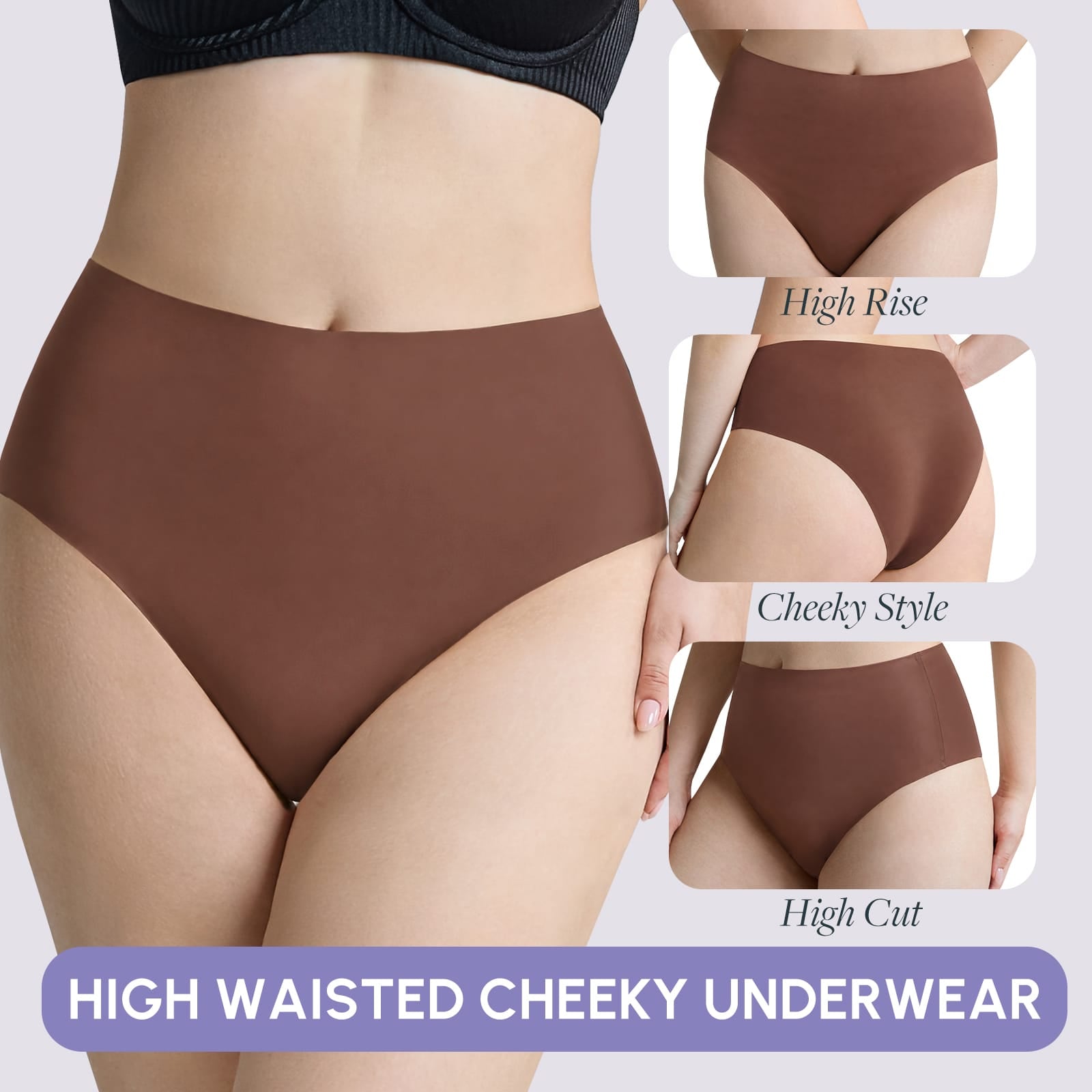 FallSweet FallSweet No Show Cheeky Underwear Seamless High Waisted Bikini Panties