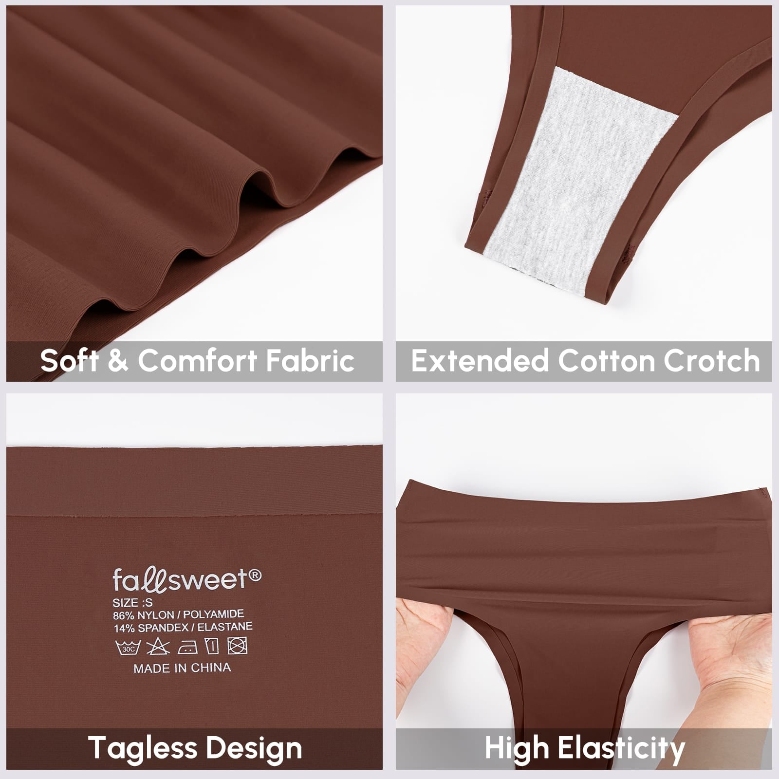 FallSweet FallSweet No Show Cheeky Underwear Seamless High Waisted Bikini Panties