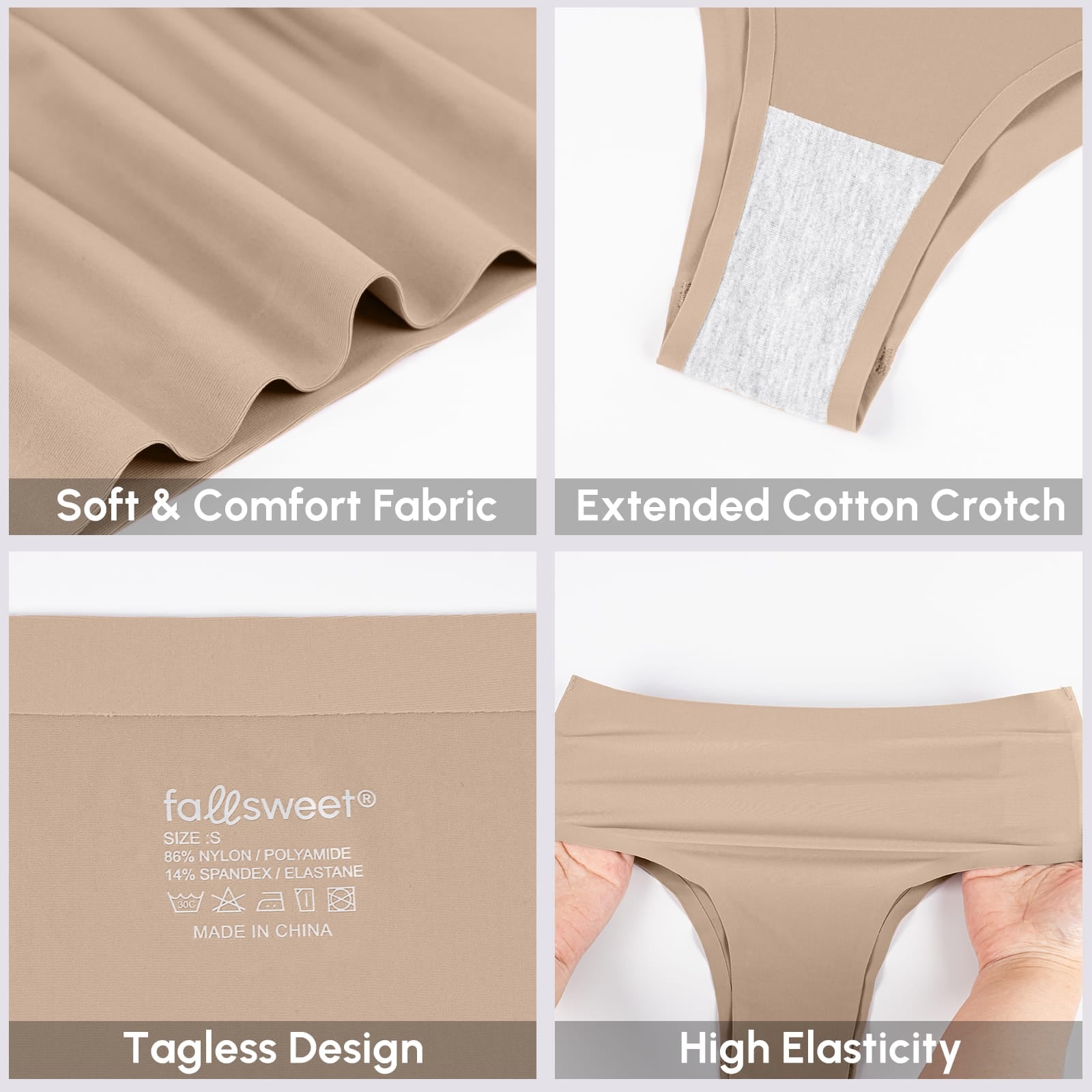 FallSweet FallSweet No Show Cheeky Underwear Seamless High Waisted Bikini Panties