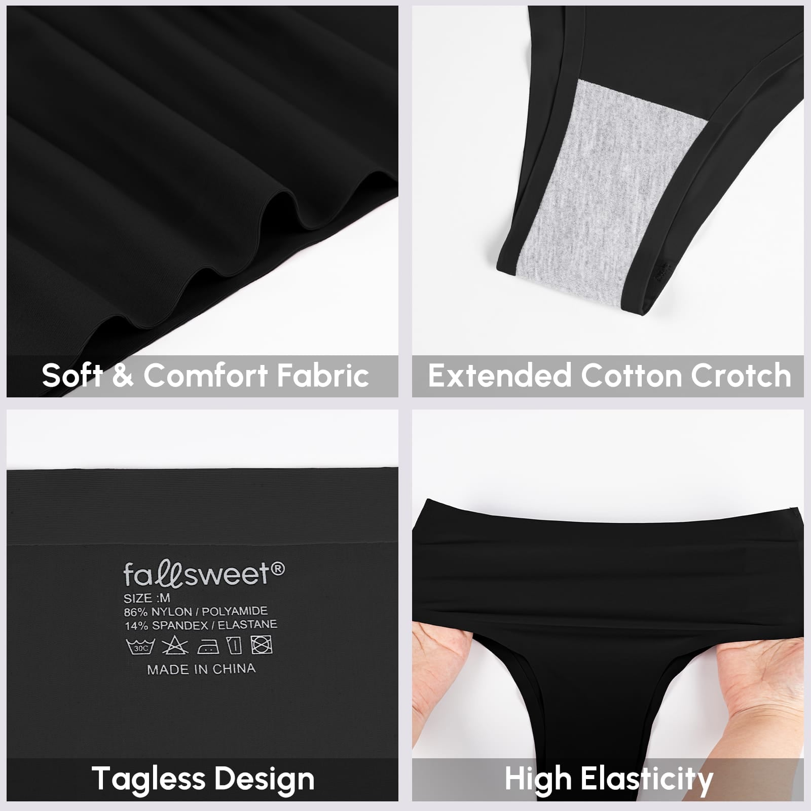 FallSweet FallSweet No Show Cheeky Underwear Seamless High Waisted Bikini Panties