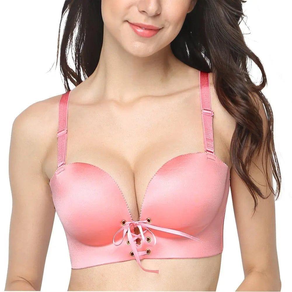 FallSweet Pink / A / 32 "Add Two Cups" Padded Wireless Plunge Push Up Bra