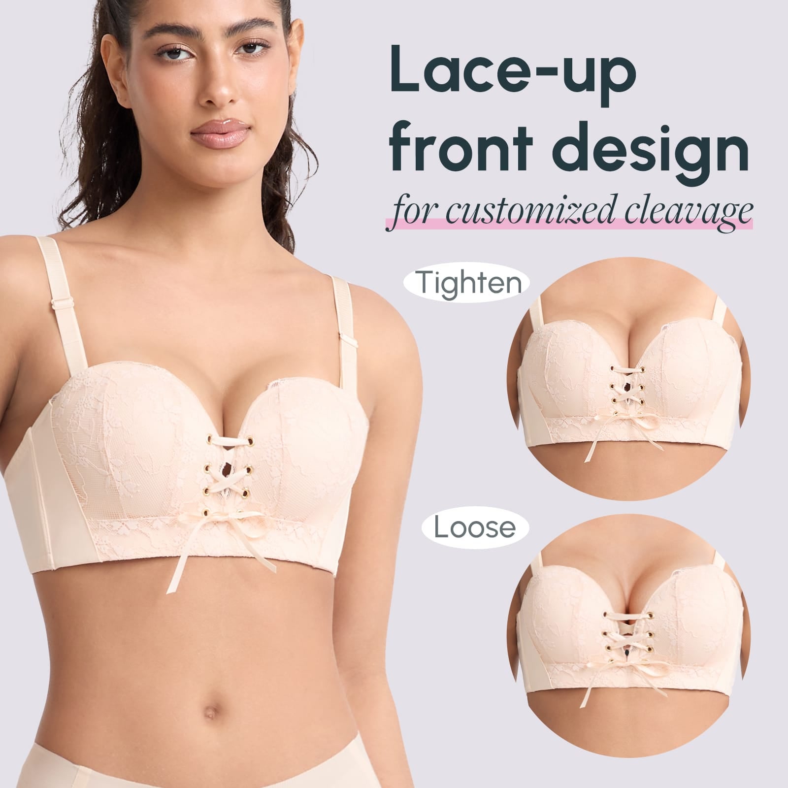 FallSweet Push up Bras "Add Two Cups" Lace Wirefree Push Up Bra For Women