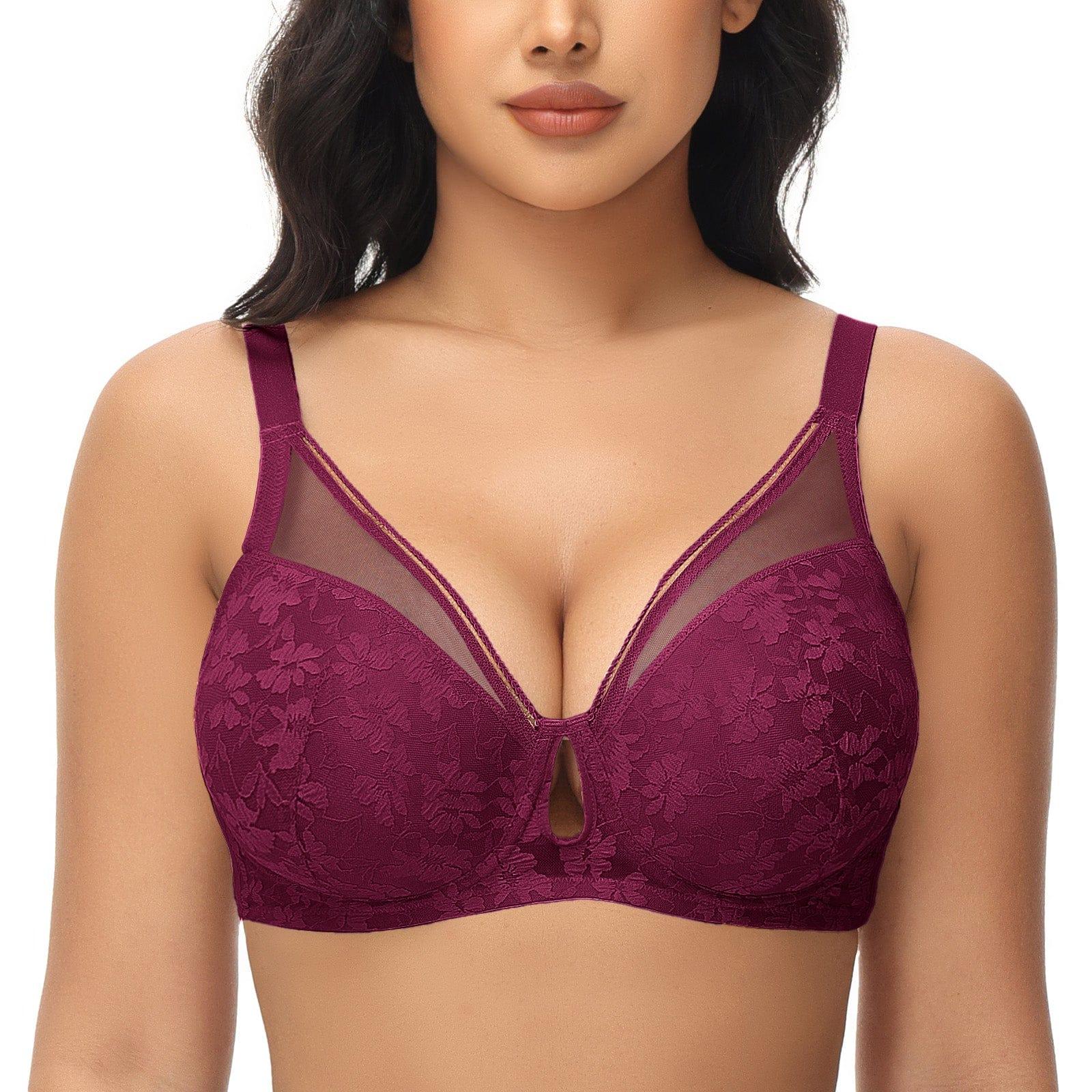 FallSweet push up bras Dark Purple / 34 / B "Add one Cup" Lace Push Up Bras Underwire Padded Sexy Brassiere