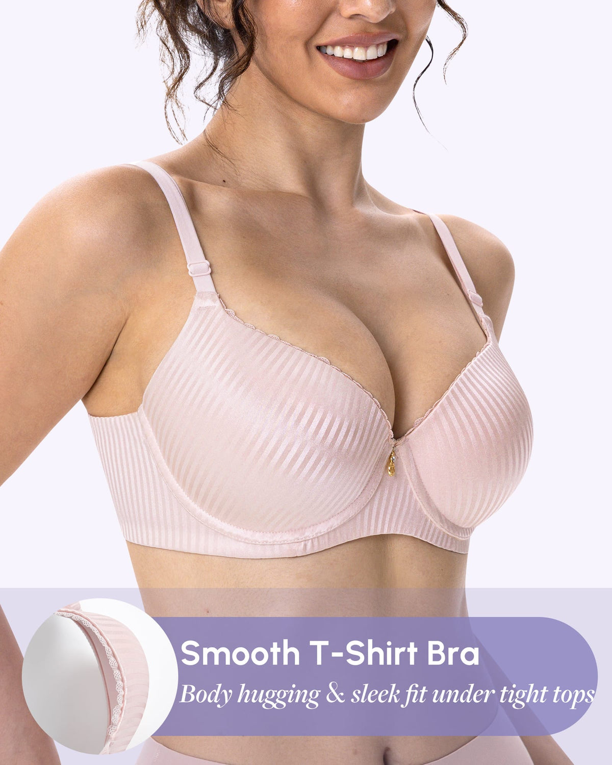 FallSweet Push up Bras Fallsweet Lightly Lined Underwire Full Coverage Bra Everyday T-Shirt Bra