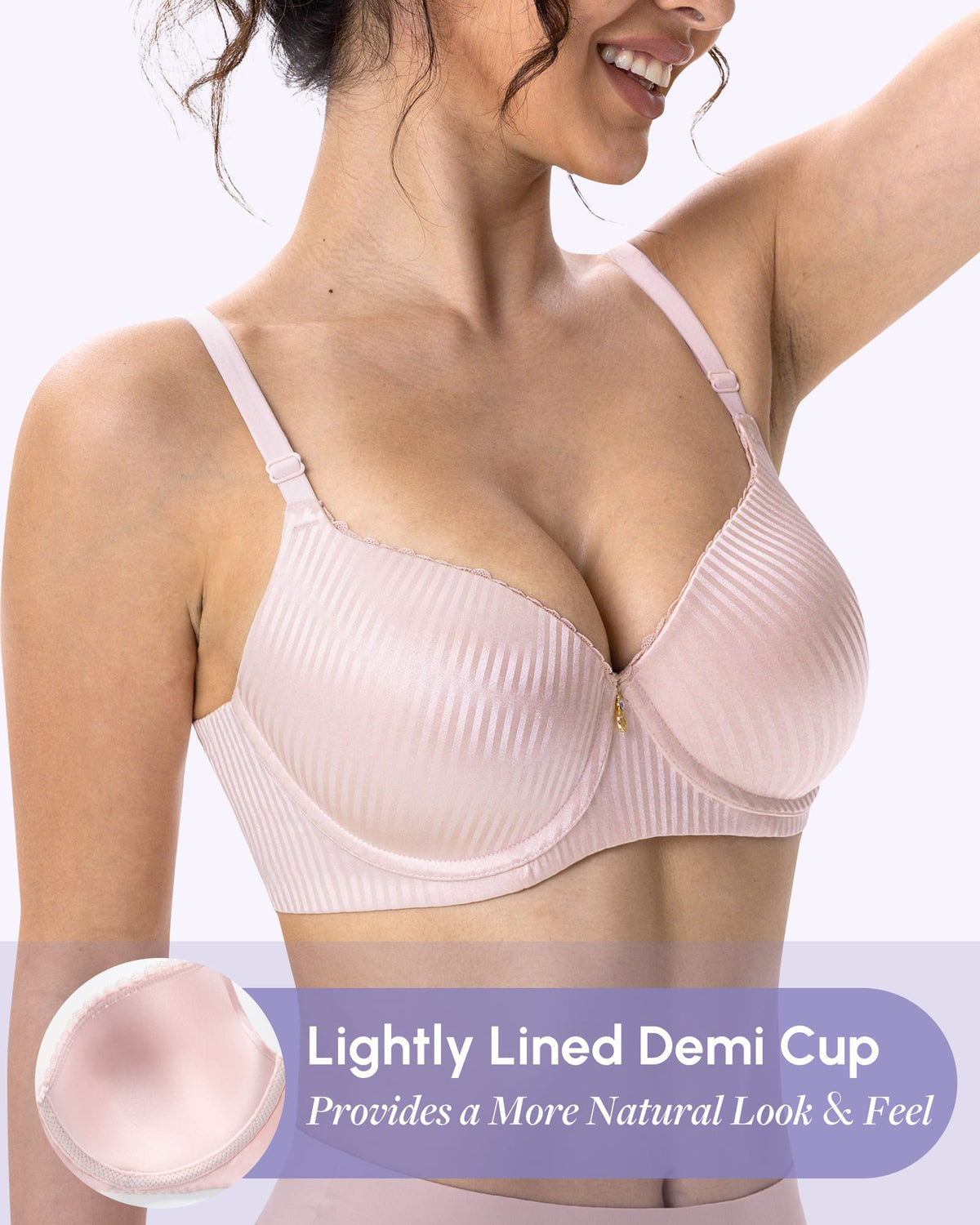 FallSweet Push up Bras Fallsweet Lightly Lined Underwire Full Coverage Bra Everyday T-Shirt Bra