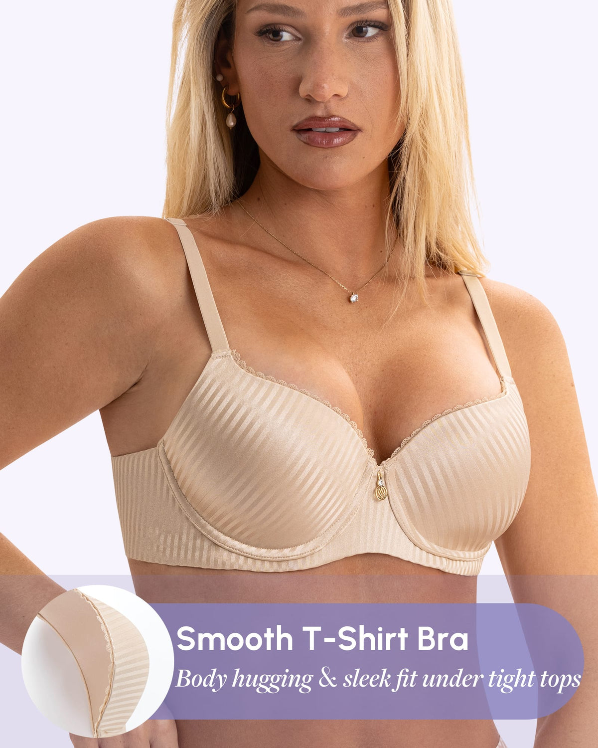 FallSweet Push up Bras Fallsweet Lightly Lined Underwire Full Coverage Bra Everyday T-Shirt Bra