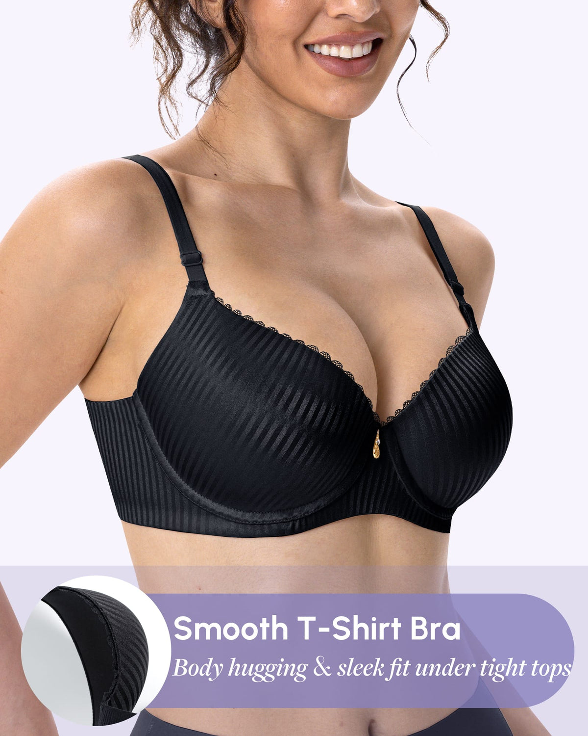FallSweet Push up Bras Fallsweet Lightly Lined Underwire Full Coverage Bra Everyday T-Shirt Bra