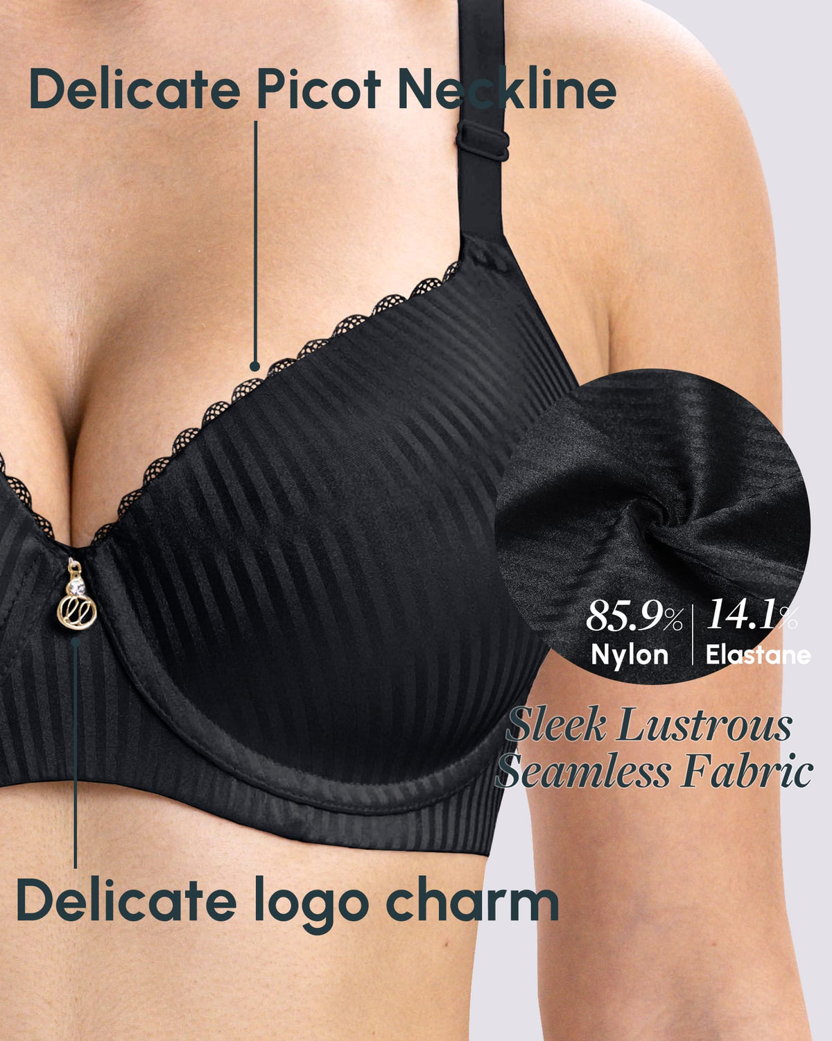 FallSweet Push up Bras Fallsweet Lightly Lined Underwire Full Coverage Bra Everyday T-Shirt Bra