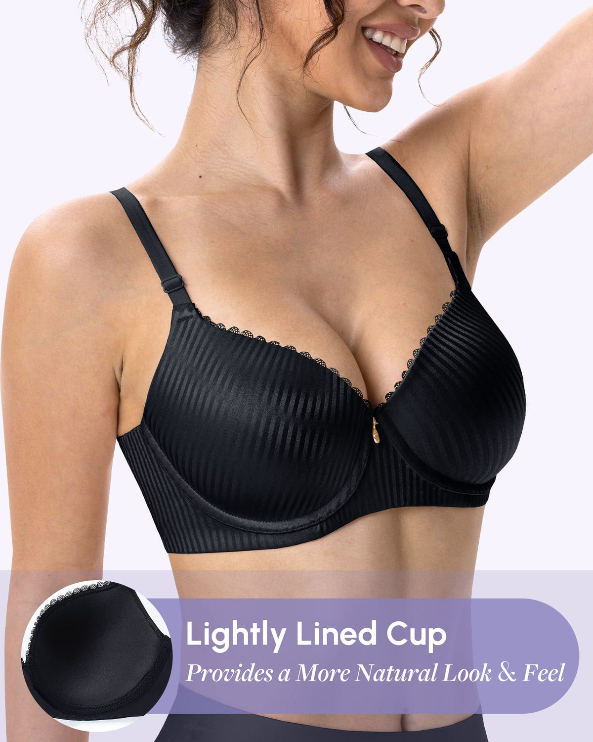 FallSweet Push up Bras Fallsweet Lightly Lined Underwire Full Coverage Bra Everyday T-Shirt Bra