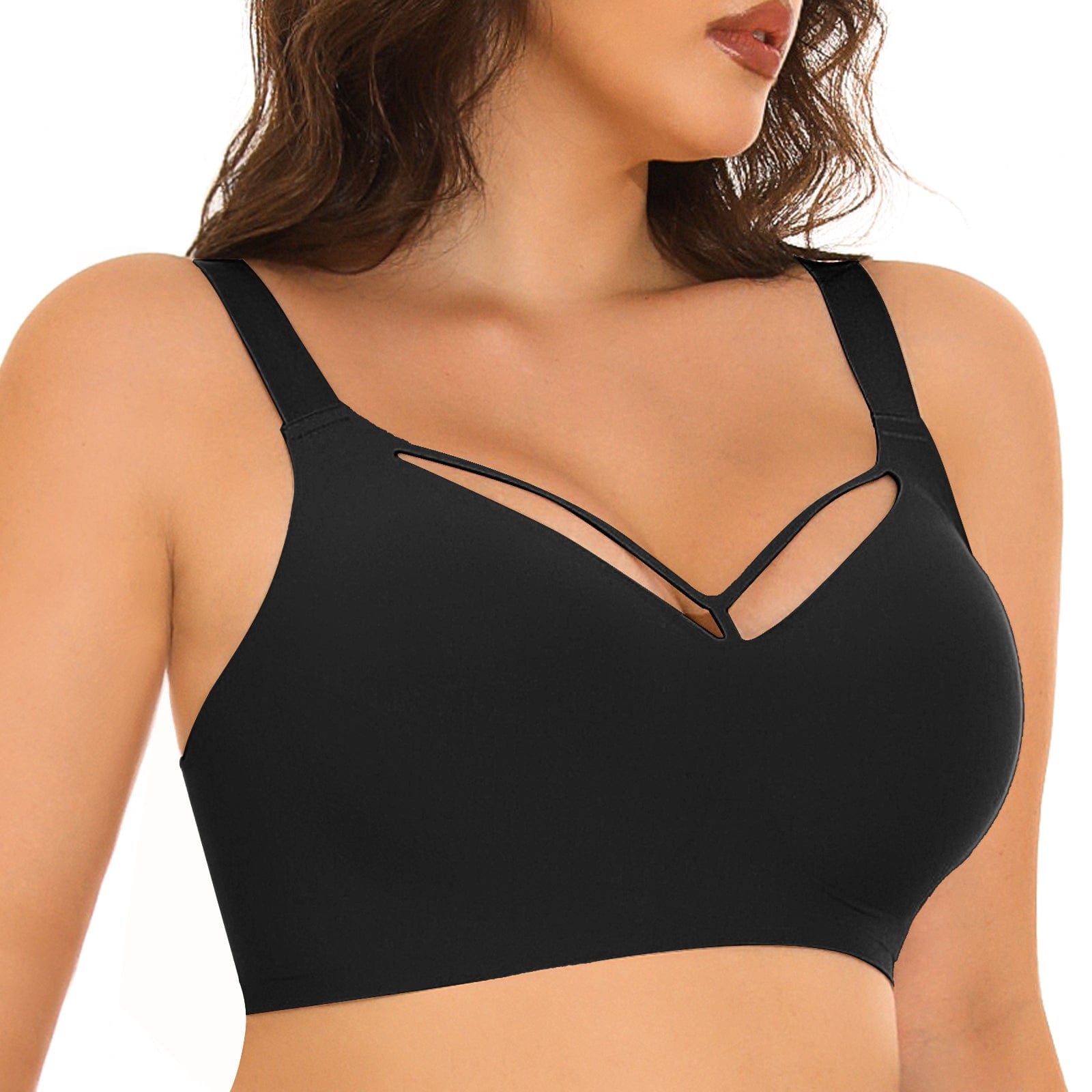 FallSweet Wireless Bras Black / S Wireless Seamless V Neck Bras for Women Plus Size Smooth Bralettes