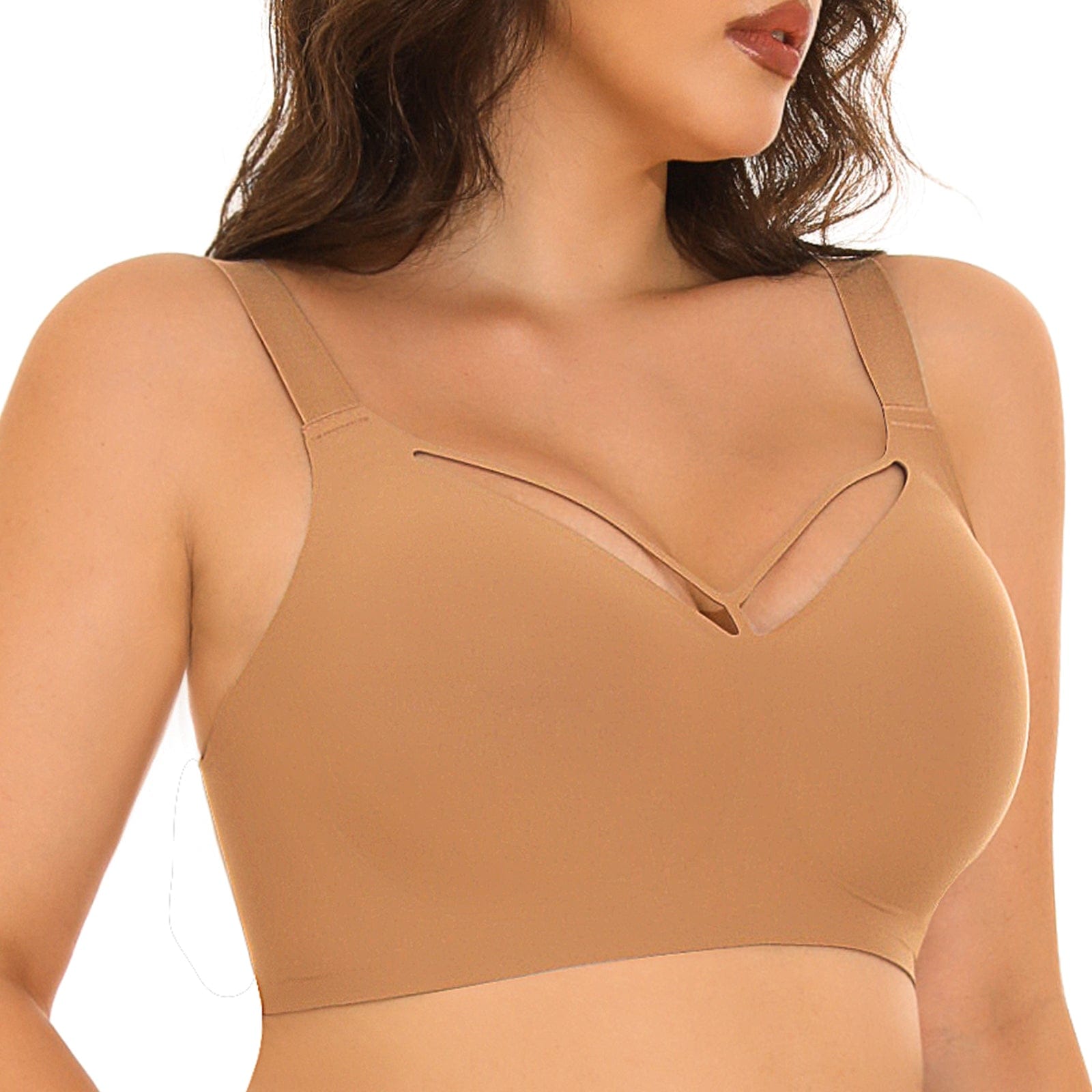 FallSweet Wireless Bras Bronzed / S Wireless Seamless V Neck Bras for Women Plus Size Smooth Bralettes