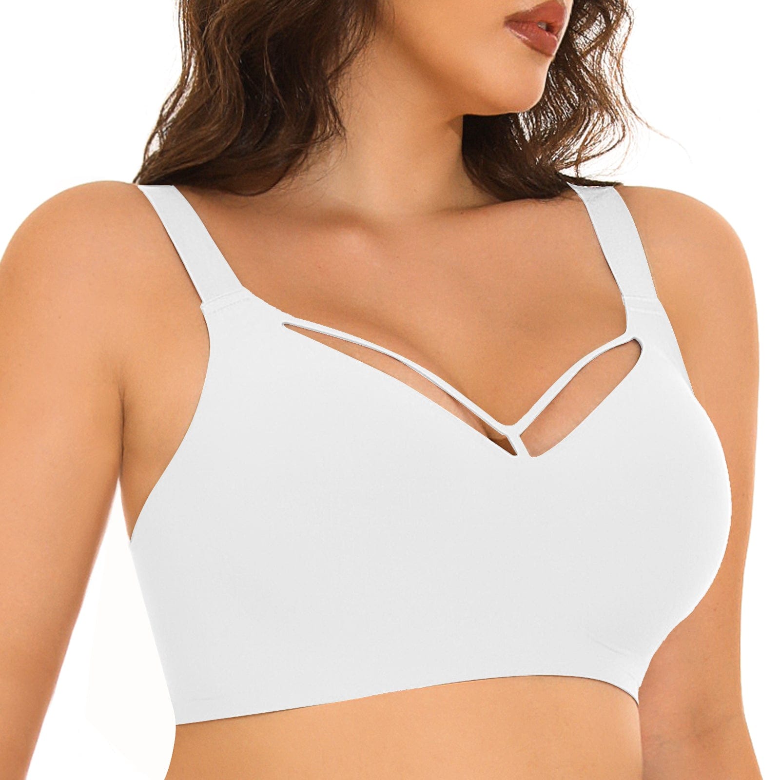 FallSweet Wireless Bras Wireless Seamless V Neck Bras for Women Plus Size Smooth Bralettes