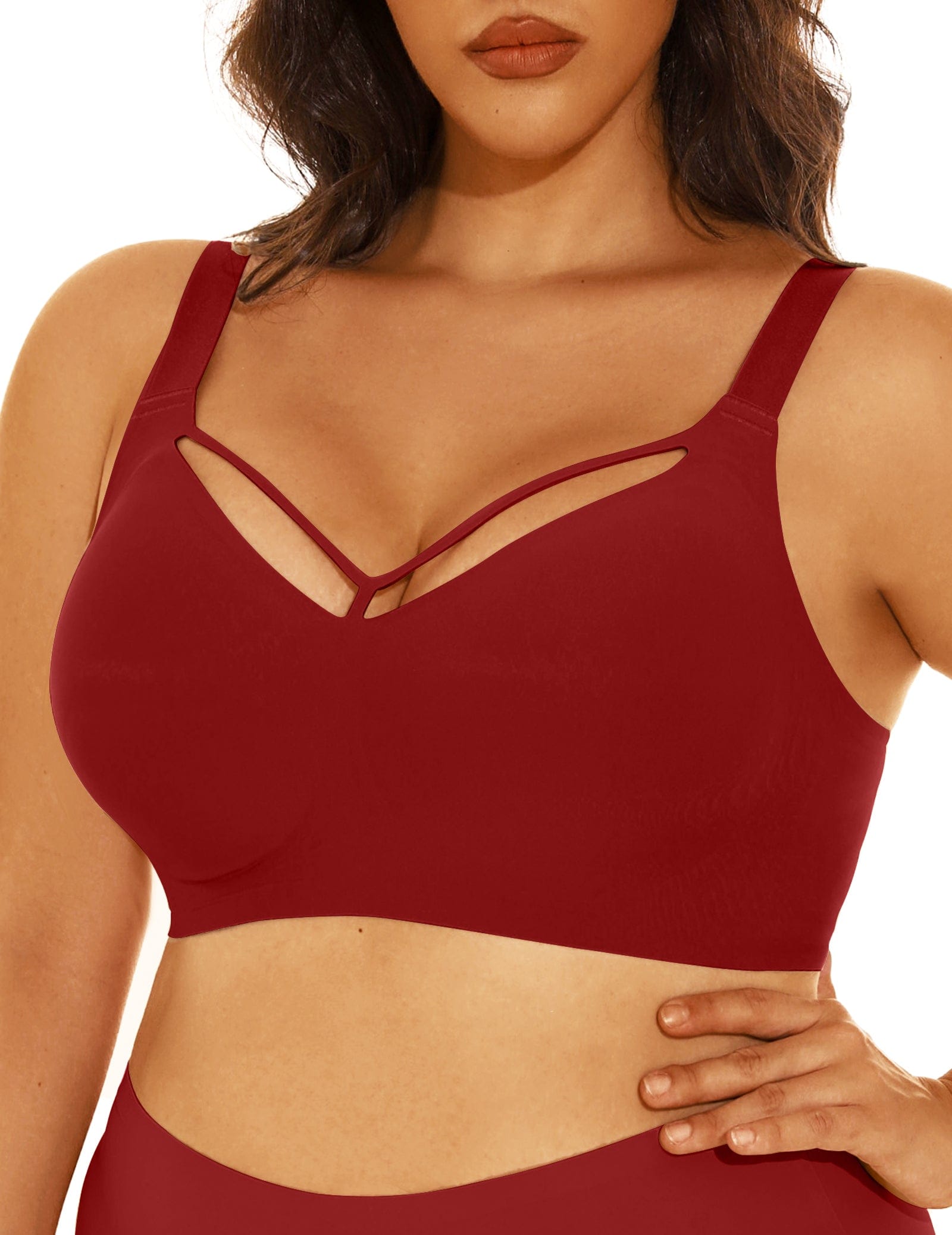 FallSweet Wireless Bras Wireless Seamless V Neck Bras for Women Plus Size Smooth Bralettes