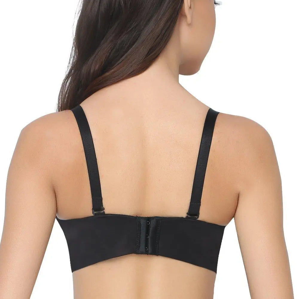 Back of FallSweet Black "Add Two Cups" Padded Wireless Plunge Push Up Bra