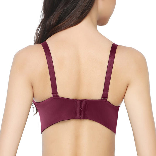 Back of Wine Red "Add Two Cups" Padded Push up Bra FallSweet