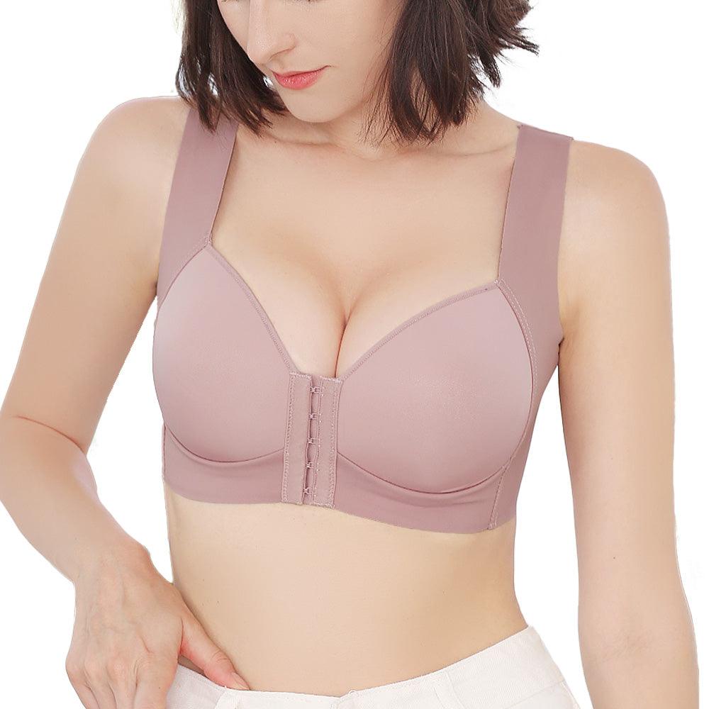 Front of Pink Front Closure T-shirt Padded Bra FallSweet