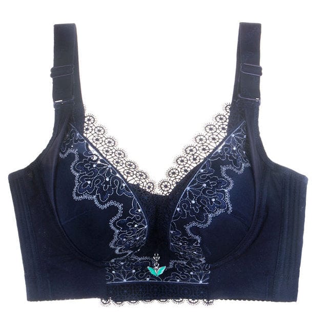 FallSweet Blue "Redefines Comfort" Luxury Embroidered Wire Free Push Up Bra