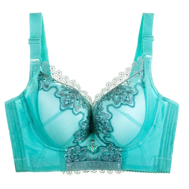 FallSweet Sky Blue "Redefines Comfort" Luxury Embroidered Wire Free Push Up Bra