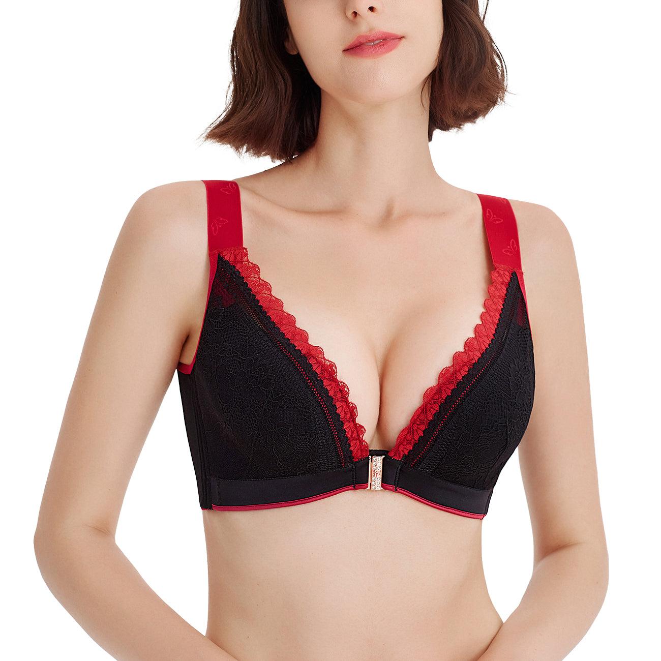 FallSweet Sexy Lace Black Front Close Wirefree Bra