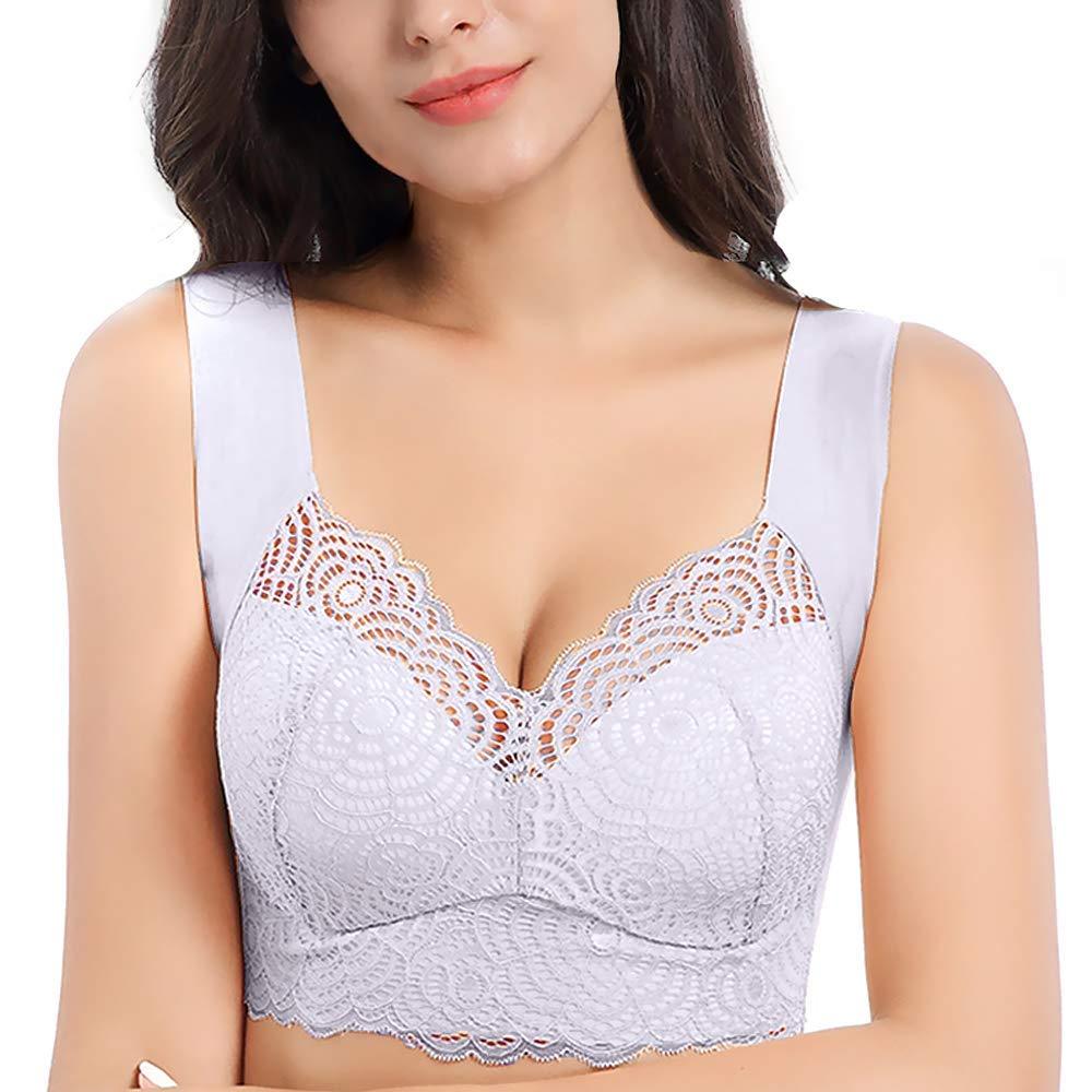 FallSweet Bra Silver / S “Hand Free Wirefree” Lace Bra Comfort Tank Top Bralette