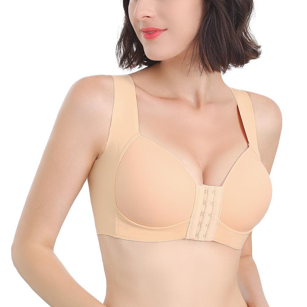 FallSweet Bra Wireless Bras Comfort Beige Front Closure T-Shirt Bra