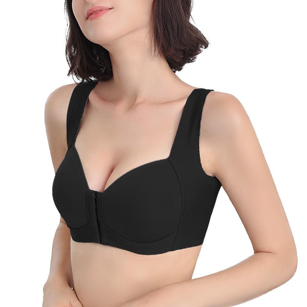 FallSweet Bra Wireless Bras Comfortable Black Padded Front Closure T-Shirt Bra