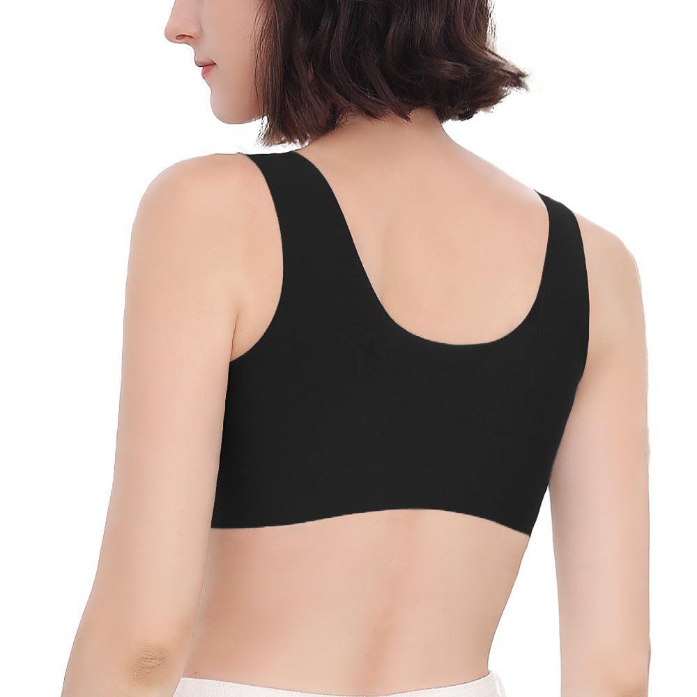 FallSweet Bra Wireless Bras Comfortable Black Padded Front Closure T-Shirt Bra