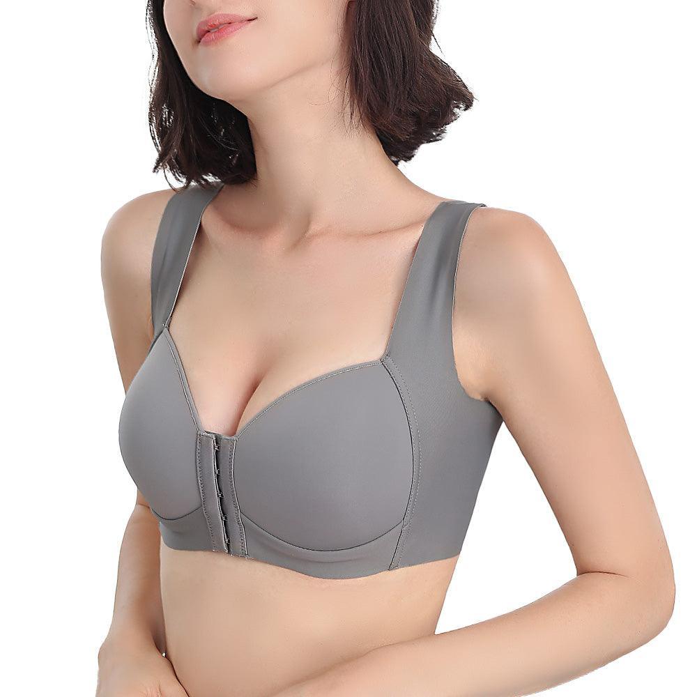 FallSweet Bra Wireless Bras Comfortable Gray Padded Front Closure T-Shirt Bra