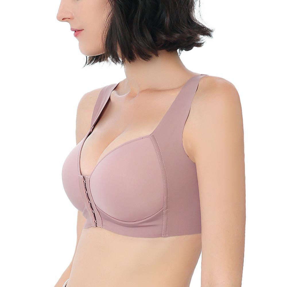 FallSweet Bra Wireless Bras Comfortable Pink Padded Front Closure T-Shirt Bra