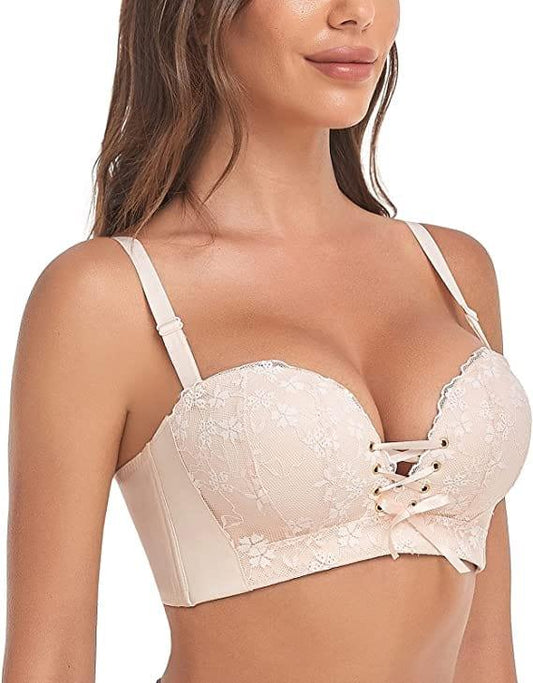 FallSweet Push up Bras "Add Two Cups" Lace Wirefree Push Up Bra For Women