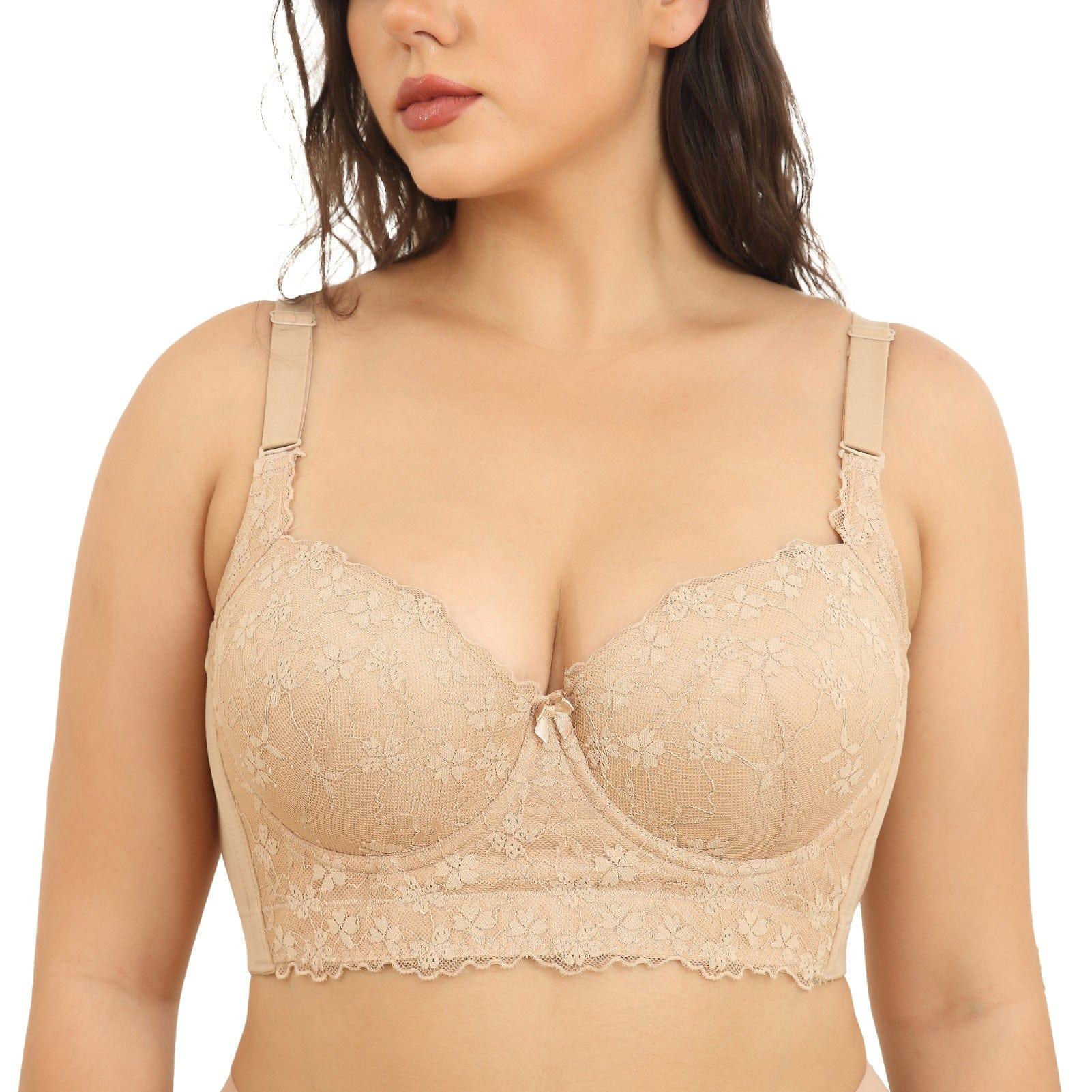 FallSweet push up bras Beige-lace / 38 / DD "Add One Cup" Push Up Bra Underwire Corset Top Bustier