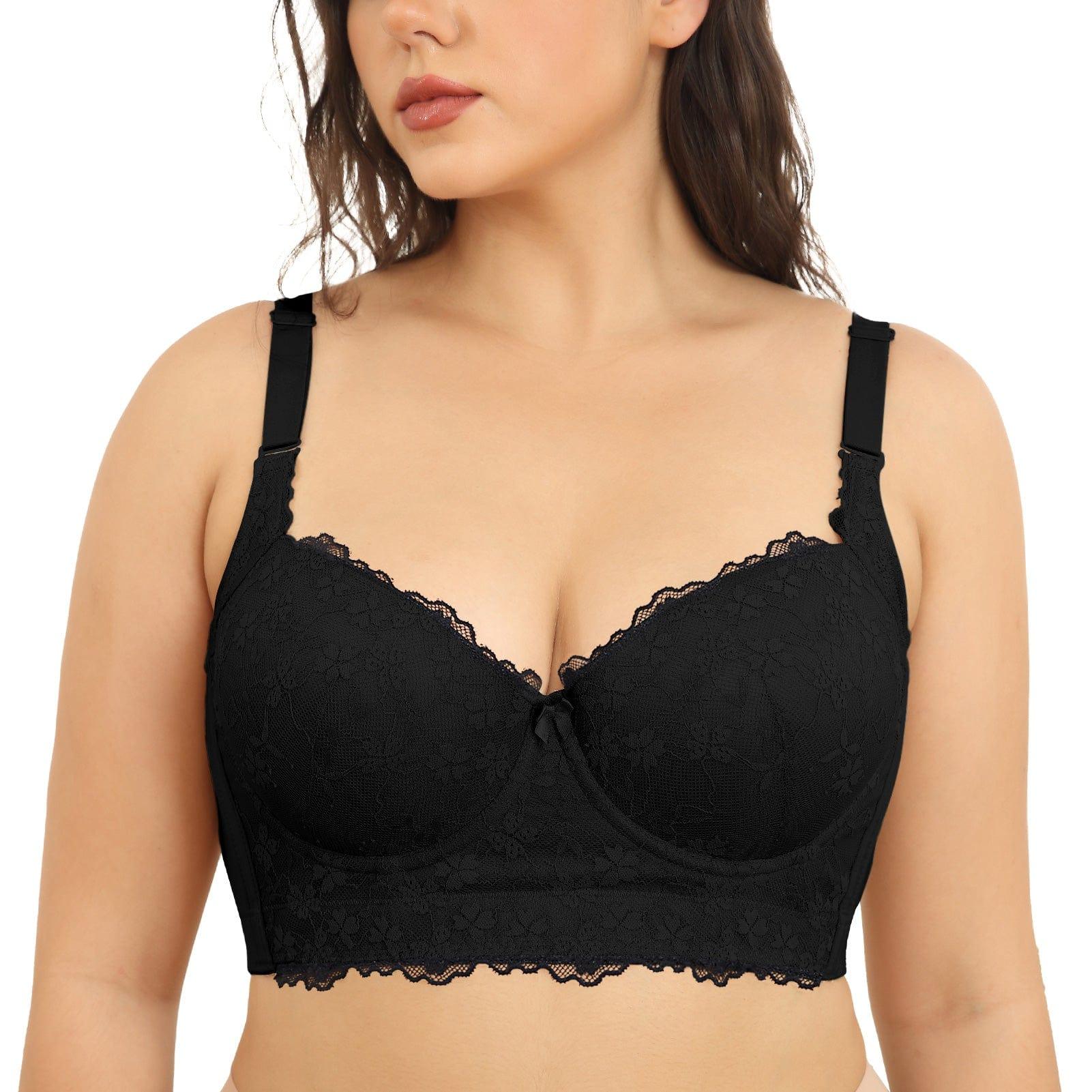 FallSweet push up bras Black-lace / 38 / DD "Add One Cup" Push Up Bra Underwire Corset Top Bustier